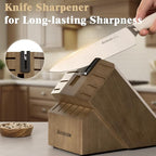 Astercook Knife Set Kitchen with Block and Sharpener Premium Full Tang 17 Pcs German Stainless Steel Knives Dishwasher Safe Kitchen Utensils Set with with and Anti-slip Ergonomic Handle, Cream White