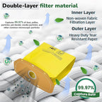 15 Pack AH10232 Sealed Collar Vacuum Bags for Hoover Commercial MPWR 40V Cordless Backpack Vacuum CH93619, CH93600 | Type CB1 Replacement Filter Bag with Leak-Proof Design