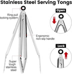 CHENGU 12 Pack Stainless Steel Kitchen Tongs 5/6/7 Inches Food Serving Clip Kitchen Cooking Tongs High Heat Resistant Clips for Cooking Non Stick Grill Salad (Black and Silver, Regular)