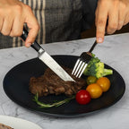 Alata 6-Piece Steak Knives Set with Block, 4.7 Inch with Serrated Edge Razor-Sharp Dinner Knives, Full-Tang Construction, Dishwasher Safe