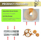 Stainless Steel Bagel Slicer and Cutter, Bagel Holder for Slicing Small and Large Bagels, Bagel Cutter Slicer with Bun Holder and Slicing Guide - Perfect Bagel Slicer for Large Bagels