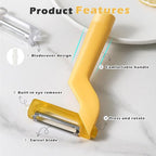 90° Rotatable Fruit and Vegetable Peeler, Sharp Stainless Steel Swivel Blades Potato Peelers for Kitchen, Built-in Eye Remover Veggie Fruit Potato Carrot Apple Peeler with Blade Cover