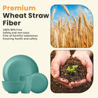 Homienly Wheat Straw Dinnerware Sets, Plates and Bowls Sets, 32-Piece Dish Set for 8, Service for 8, Unbreakable LIghtweight Dinnerware Set for Camping, Outdoor, RV, Microwave & Dishwasher Safe- Green