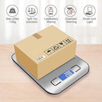Digital Shipping Scale,Stainless Steel Panel, Accurate 10kg/1g Portable Postal Scale for Packages, Small Business,Kitchen, Food, Handmade, Liquids, and Boutique (Silver Black)