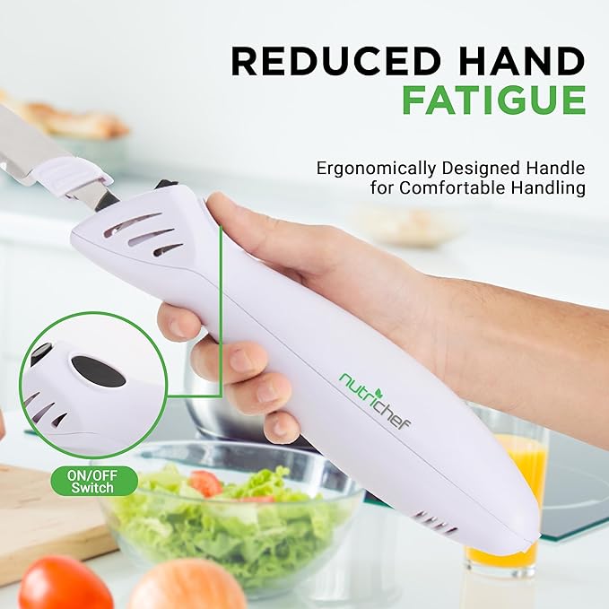 NutriChef Electric Carving Turkey Slicer Kitchen Knife | For Thanksgiving | Portable Electrical Food Cutter Knife Set with Carving Blades & Wood Carving Stand | Cuts Meat, Bread, Cheese & Fruit
