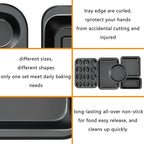 Kitchen 5-Piece Nonstick Bakeware Set - Round/Square Cake Pans, Muffin Pan, Loaf Pan, Roast Pan & Baking Sheets