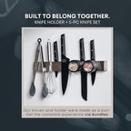 16" Magnetic Knife Holder for Wall with 2x Storage - Safe, Patented Storage Design - Stainless Steel Knife Magnetic Strip, Under Cabinet Knives Storage - Magnet Strip Rack Kitchen Utensil Organizer
