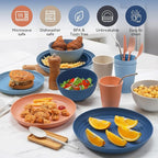 Wheat Straw Dinnerware Sets,48-Piece Plates and Bowls Sets for 6-Unbreakable,Reusable Plastic Dish Set-Dinner Plate/Dessert Plate/Cereal Bowl/Cup/Utensils-Dishwasher Safe 48P-Oecan Coral