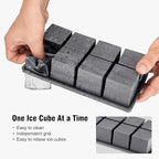 Samuelworld Large Silicone Ice Cube Tray Molds, 2-Pack, Big 2 Inch Cubes - Food Grade, Flexible, 8 Cavity Easy Release Slow Melting Ice for Whiskey, Cocktails, Gifts & Christmas - Grey
