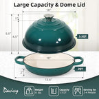 Davivy 5.5QT Enameled Cast Iron Dutch Oven with Lid, Dutch Oven for Sourdough Bread, 10" Round Sourdough Bread Oven, Bread Cloche for Bread Baking, with Silicone Baking Mat - Gradient Teal