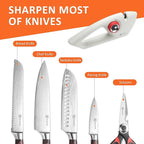 PAUDIN Knife Sharpener, Kitchen Knife Sharpener, 5 Stage Knife Sharpeners for Kitchen Knives, Pocket, Serrated Knives & Scissors, Blade Sharpening, Honing & Polishing Tool, White