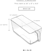 BINO | Clear Storage Organizer, Medium | THE HOLDER COLLECTION | Clear Containers for Organizing with Built-in Handles | Pantry Organization and Storage | Fridge Organizer | Smart Bin Cabinet