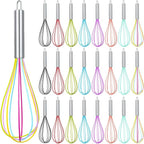 Domensi 24 Pcs 12 Inch Whisks Bulk for Cooking Silicone Whisks Non Scratch Stainless Steel Wisks Large Coated Metal Heat Resistant Egg Beaters for Cooking Party Favor Gift Supplies