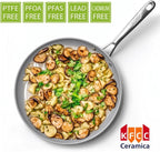 TECHEF - CeraTerra Ceramic Nonstick Frying Pan Skillet, (PTFE, PFAS, and PFOA Free), Dishwasher Oven Safe, Stainless Steel Handle, Induction-Ready, Made in Korea (10-in)