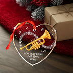 Personalized Text Name Year Trumpet Xmas Glass Ornaments, Trumpet Instrument Christmas Tree Ornament 2025, Trumpetist Christmas Ornament Gift for Men Women, Instrument Themed Xmas Decoration