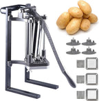 French Fry Cutter Commercial Grade Potato Slicer with Stand Suction Feet Complete Set, Includes 1/4", 3/8", 1/2", 2 Pieces L Stand