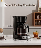 ecozy 12-Cup Programmable Coffee Maker with Electric Coffee Grinder Combos, Drip Coffee Machine with Pause & Pour Function, Auto Shutoff, Keep Warm, Brezzano DuoSet
