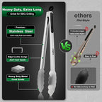 Walfos 17 Inch Extra Long Grill Tongs Set of 2, Ultimate Stainless Steel Tongs for Grilling, Cooking, BBQ/Barbecue, Buffet and Turning Food