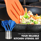 Chef Craft 7 Piece Blue Premium Silicone Kitchen Tool Set (42081)