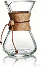 AGOGO Pour Over Coffee Maker Glass - 6/8/10 Cup Barista Kit with 304 Stainless Filter for Home, Office, Camping, Cafes - Easy Clean Coffee Dripper Set (Rag&Brush Included) (8 Cup/28 oz-Slim Shape)