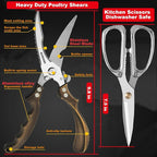 Kitchen scissors 2 Pack,Poultry Shears Heavy Duty Professional Stainless Steel Kitchen Shears,Utility Scissors Food Scissors for Turkey, Meat,Bone,Fish,Chicken,Vegetables,Herbs,BBQ