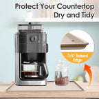 Silicone Coffee Maker Mat with Lip, 19.7'' x 15'' Heavy Duty Coffee Maker Mat for Countertops, Coffee Tray Fit Under Coffee Machine Appliance Automatic Machines Espresso Accessory, Khaki