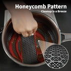 Hybrid Nonstick 1.5 QT Saucepan with Lid, Stainless Steel Honeycomb Pot with Two Pour Spouts,Compatible with All Cooktops,Dishwasher and Oven Safe