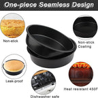 8-Inch Cake Pan Set of 3, Non-stick Baking Layer Cake Pans with 100 Pieces Parchment Paper, Dishwasher Safe Baking Pans (Round)