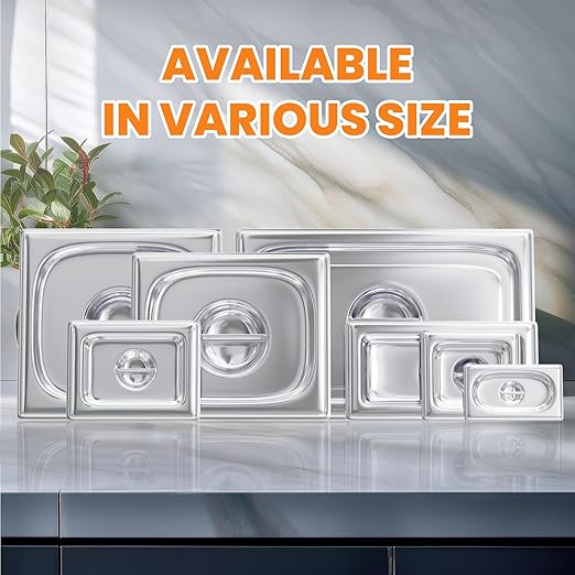 Hotel Pan Lids 6 Pack– Fits 1/2 Size Stainless Steel Steam Table Pans, Anti-Jam Food Pan Cover for Catering, Buffet Use, Kitchen Prep