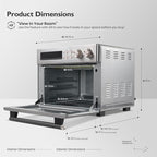VAL CUCINA Limited Edition Happy Pink Infrared Heating Air Fryer Toaster Oven, Extra Large Countertop Convection Oven 10-in-1 Combo, 6-Slice Toast, Enamel Baking Pan Easy Clean with Recipe Book
