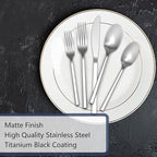 Cubic 20-Piece Silverware Set, Flatware Set Stainless Steel, Modern Cutlery Set, Service for 4, Matte Finish Forged Dishwasher Safe