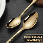 Lemeya Hammered Gold Silverware Set for 8,Stainless Steel 40-Piece Modern Cutlery Set,Mirror Polished Heavy Duty Flatware Set Utensil Set,Knives Spoons and Forks Set,Dishwasher Safe