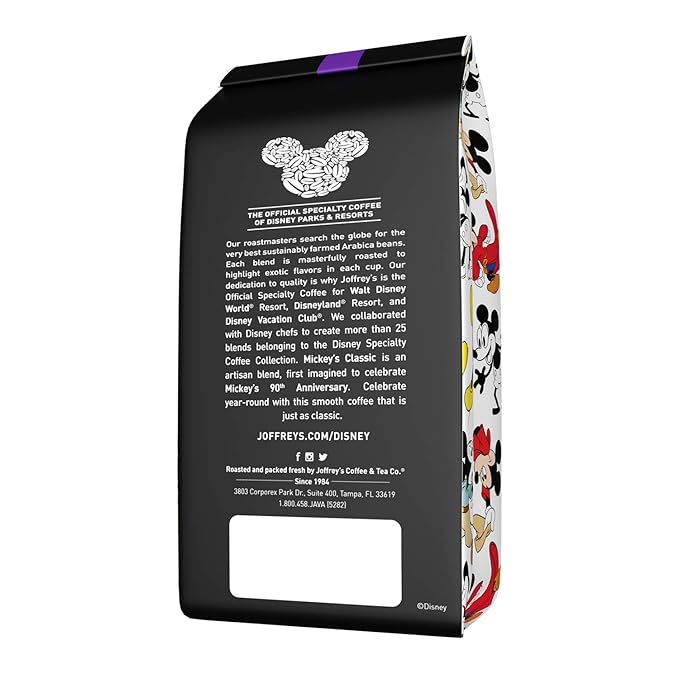 Joffrey's Mickey Mouse Classic Blend - Artisan Medium Roast Arabica Coffee, Smooth & Rich Flavor, Drip Brew, Kosher (Ground, 11 oz)
