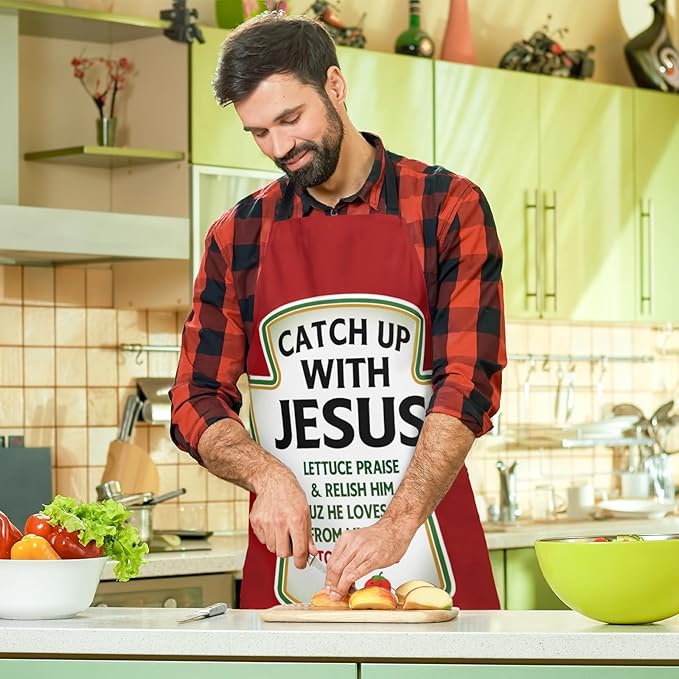 Funny Men Cooking Grilling Aprons Belly BBQ Funny Gag Gifts for Christmas, White Elephant Gift Exchange (Tomato, One Size)