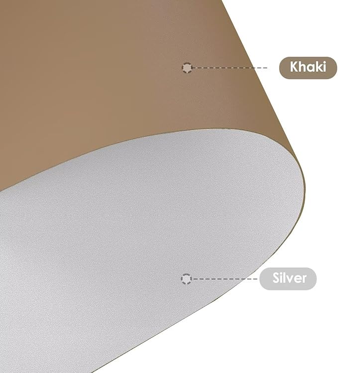 Leather Table Cover,1.8mm Thick,30x48 Inch Desk Cover,Large Desk Mat,Table Protector,Table Cover Protector,Dining Table Cover Protector,XL Desk Mat(Khaki+Silvery,30x48)