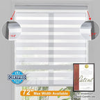 Persilux Cordless Zebra Blinds for Windows, Roller Shades for Windows (17" W x 47" H, White) Dual Layer Fabric for Day and Night,Room Darkening Shades for Home, Office, Bedroom and Living Room