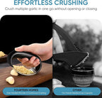 Fourteen Homes Steel Garlic Press - Premium Garlic Mincer Garlic Crusher - New Innovative Garlic Masher with Peeler - Rust Proof - Sturdy Grip (Black)