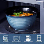 Hasense Ceramic Soup Bowls Set of 4, 40 Ounce Large Cereal Bowls for Kitchen, 7 Inch Serving Bowls for Salad Pasta Ramen Pho Popcorn, Dishwasher Microwave Safe, Navy Blue
