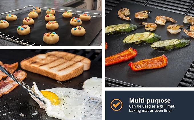 Linda's Essentials BBQ Grill Mats for Outdoor Grill Mat (5 Pack) 12.6" x 15.75" - Reusable Heat-Resistant Grilling Mats for Outdoor Grill, Non Stick Grill Matt, Easy Clean BBQ Mats for Outdoor Grills