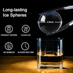 Clear Ice Cube Maker, 2.5 Inch Stainless Steel Crystal Large Clear Ice Ball Maker, Silicone Ice Cube Mold for Cocktails, Drinks & Bourbon, Whiskey Gifts for Men (1 Pack)