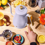 Beautiful 1L Electric Gooseneck Kettle, Precision Pour Spout, 1200W Fast Boil, Auto Shut-Off, Cordless, Stainless Steel, Tea & Coffee Maker with Ergonomic Handle, Matte Finish (Lavender)