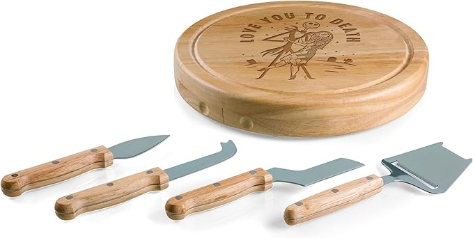 PICNIC TIME Star Wars Mandalorian Grogu Circo Cheese Board & Knife Set, Charcuterie Board Gift with 4 Stainless Steel Tools, Wooden Cutting Board for Cheese, Meat & Crackers, Housewarming (Parawood)