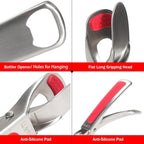 Mu&Ti Hot plate gripper For Instant Pot accessories, For Microwave, Oven,Toaster (Safe for Air Fryer Pans Gripper,Bowls, Egg Custard, Hot Plates) Stainless Steel Heat-Resistant Kitchen Gripper (Red)