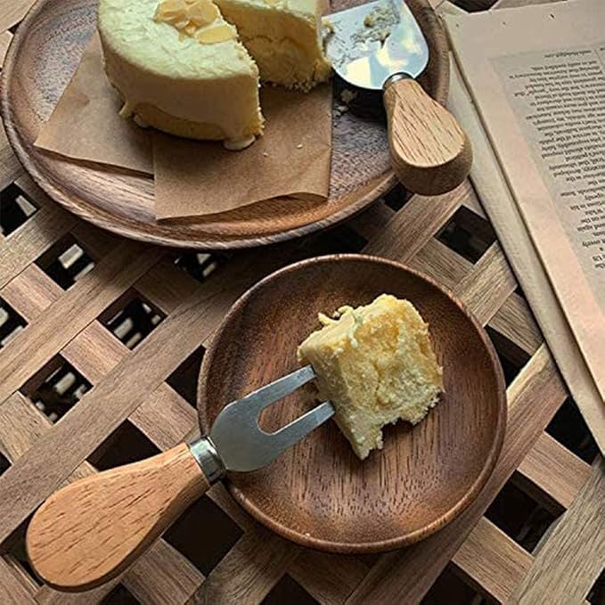 16 Pcs Mini Cheese Knife Set with Oak Handle - Stainless Steel Charcuterie Knife Set Including Cheese Fork, Slicer - Perfect for Charcuterie Boards