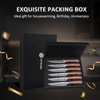 YOTSUBA Steak Knives Set of 6, 4.5 Inch Steak Knife Set, Razor-Sharp High-Carbon Stainless Steel Kitchen Steak Knife with Ergonomic Wood Handle, Dinner Knives with Gift Box