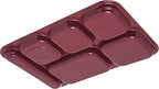 Carlisle FoodService Products Right Hand 6-Compartment Melamine Tray 14.5" x 10" - Dark Cranberry