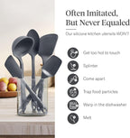 GIR: Get It Right 5 Piece Silicone Essentials Kitchen Utensils Set - Ladle, Spatula, Flip, Spoon & Spoonula - Non-Toxic Cooking Utensils for Nonstick Cookware, Cooking and Baking - Charcoal