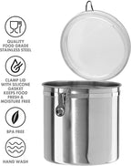 Oggi Stainless Steel Kitchen Canister 152oz + Oggi Jumbo 8" Stainless Steel Flour Clamp Canister