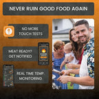 ChefX Wireless MeatStick - Smart 4 Sensor Bluetooth Meat Thermometer for Grilling & Smoking, 650ft+ Range