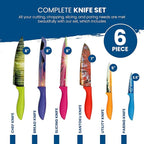 CHEF'S VISION Landscape Knife Set - 6-Piece Stainless Steel Cutting Knives Set for Kitchen with Stunning Nature Scenes - Perfect House Warming Gift for Women or Men - Unique Kitchen Knife Set Gift